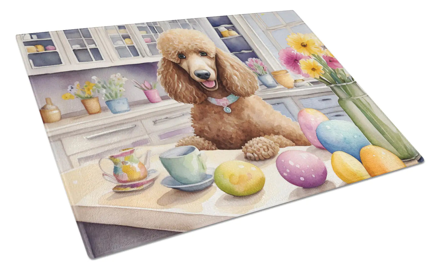Decorating Easter Poodle Glass Cutting Board