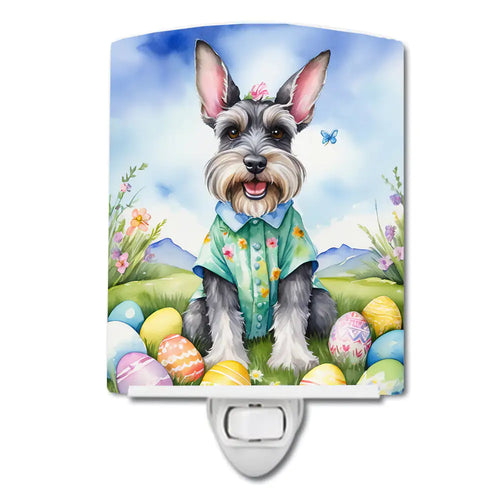 Schnauzer Easter Egg Hunt Ceramic Night Light