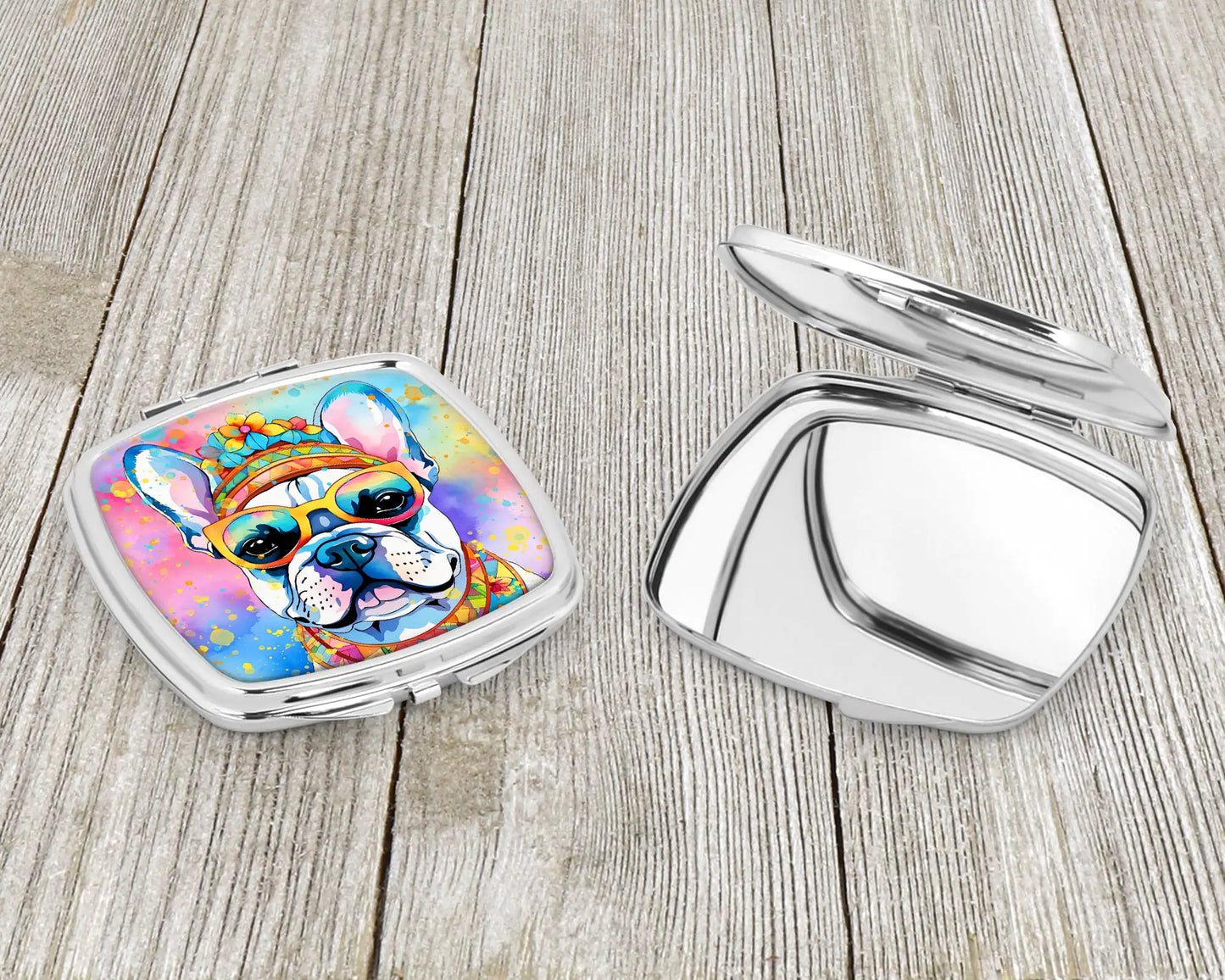 French Bulldog Hippie Dawg Compact Mirror