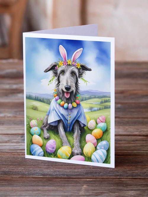 Scottish Deerhound Easter Egg Hunt Greeting Cards Pack of 8