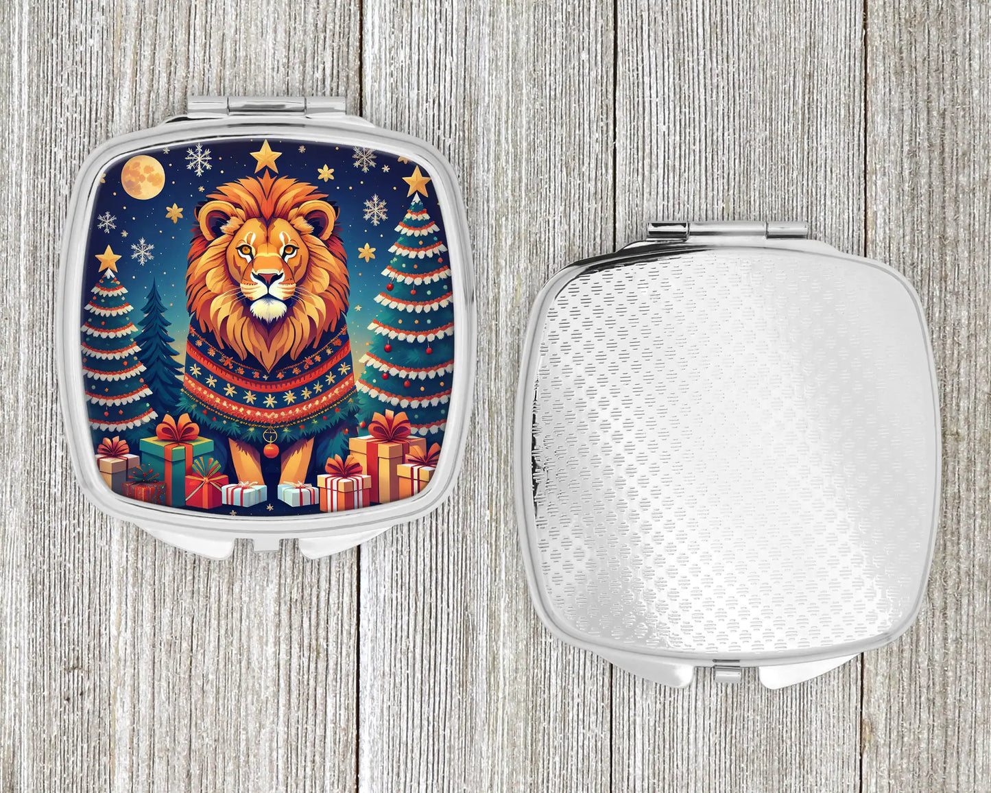 Lion Christmas Compact Mirror