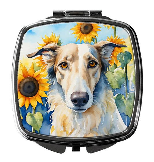 Borzoi in Sunflowers Compact Mirror
