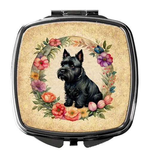 Scottish Terrier and Flowers Compact Mirror