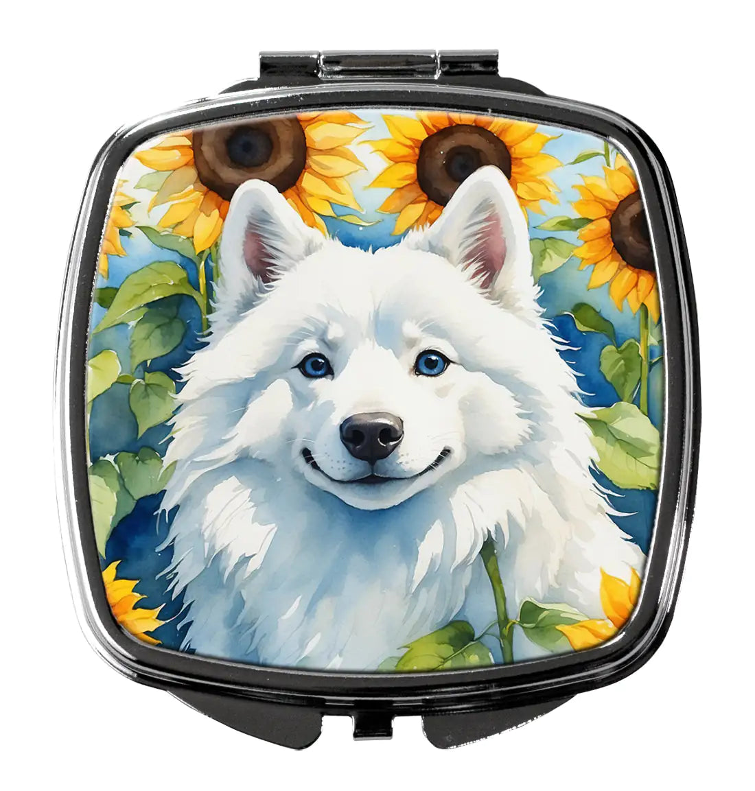 American Eskimo in Sunflowers Compact Mirror