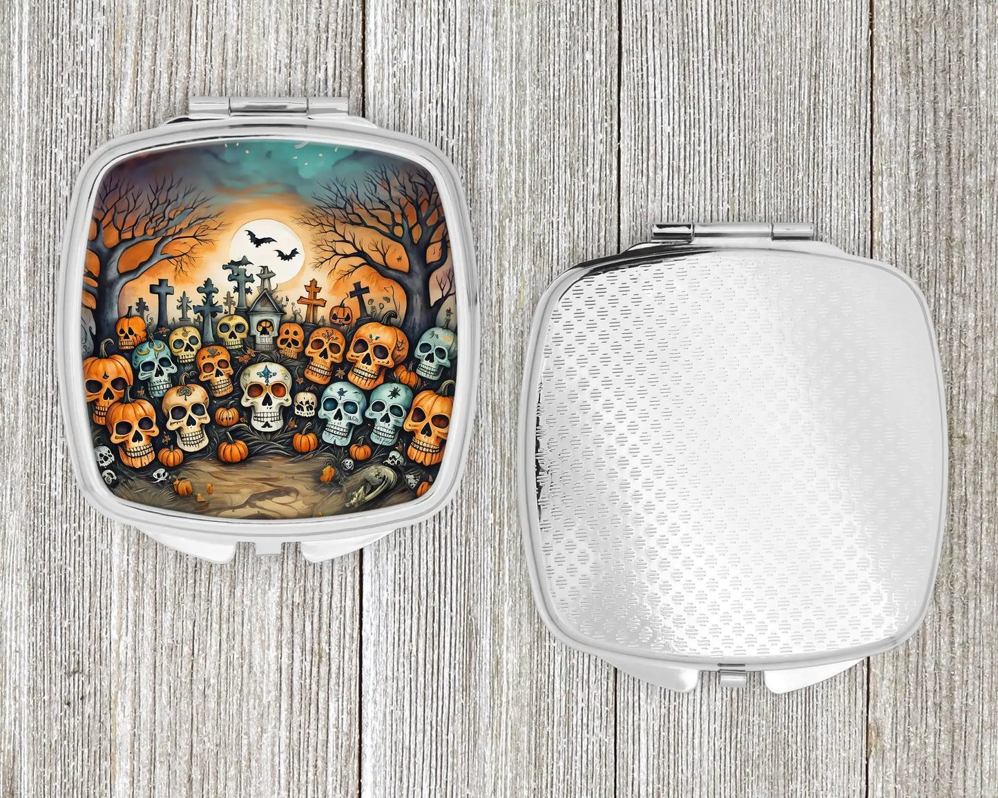 Calaveras Sugar Skulls Spooky Halloween Compact Mirror