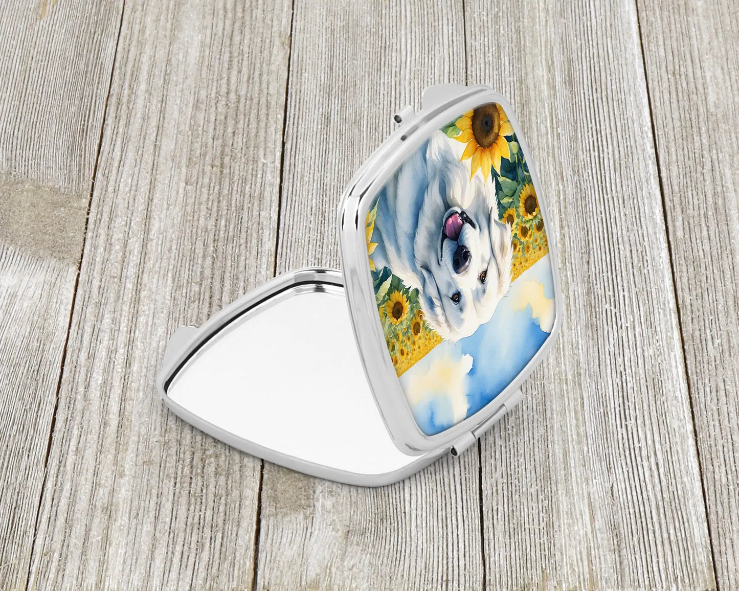 Great Pyrenees in Sunflowers Compact Mirror