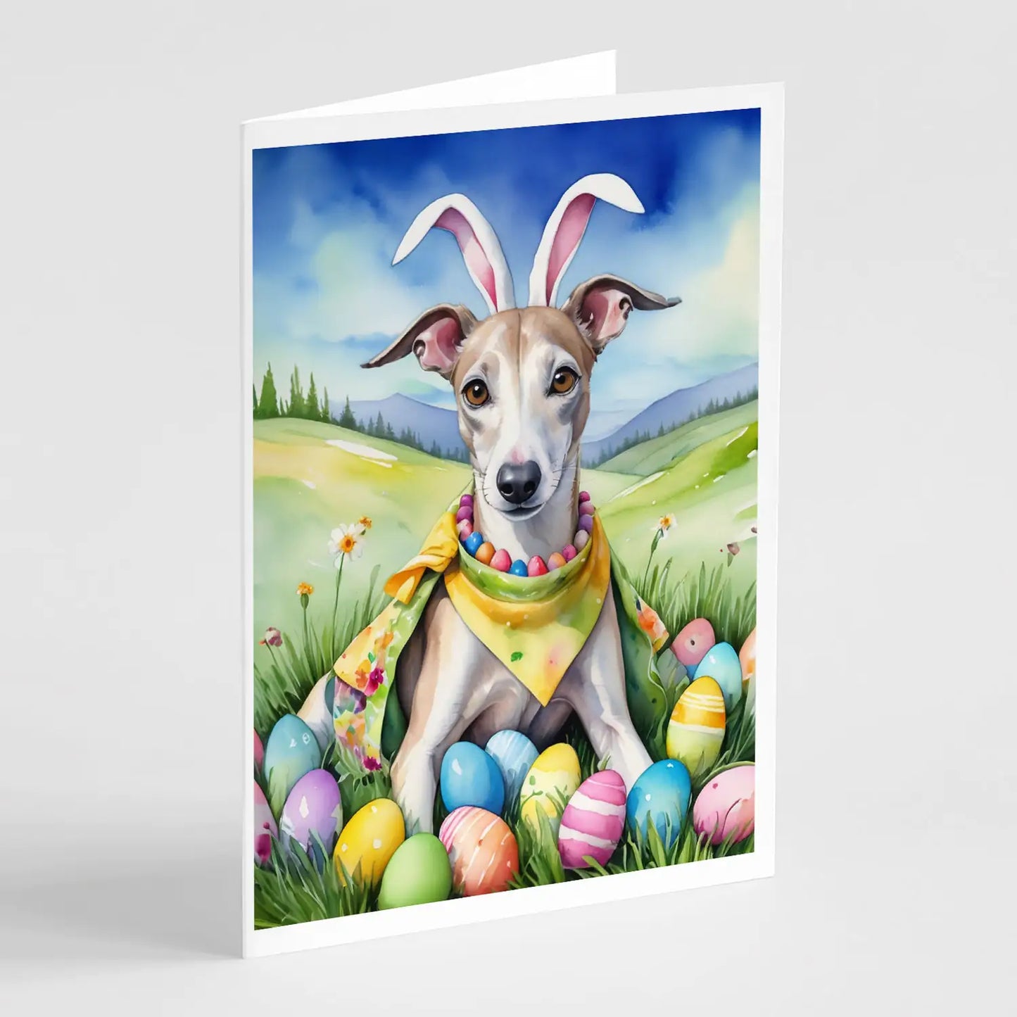 Whippet Easter Egg Hunt Greeting Cards Pack of 8