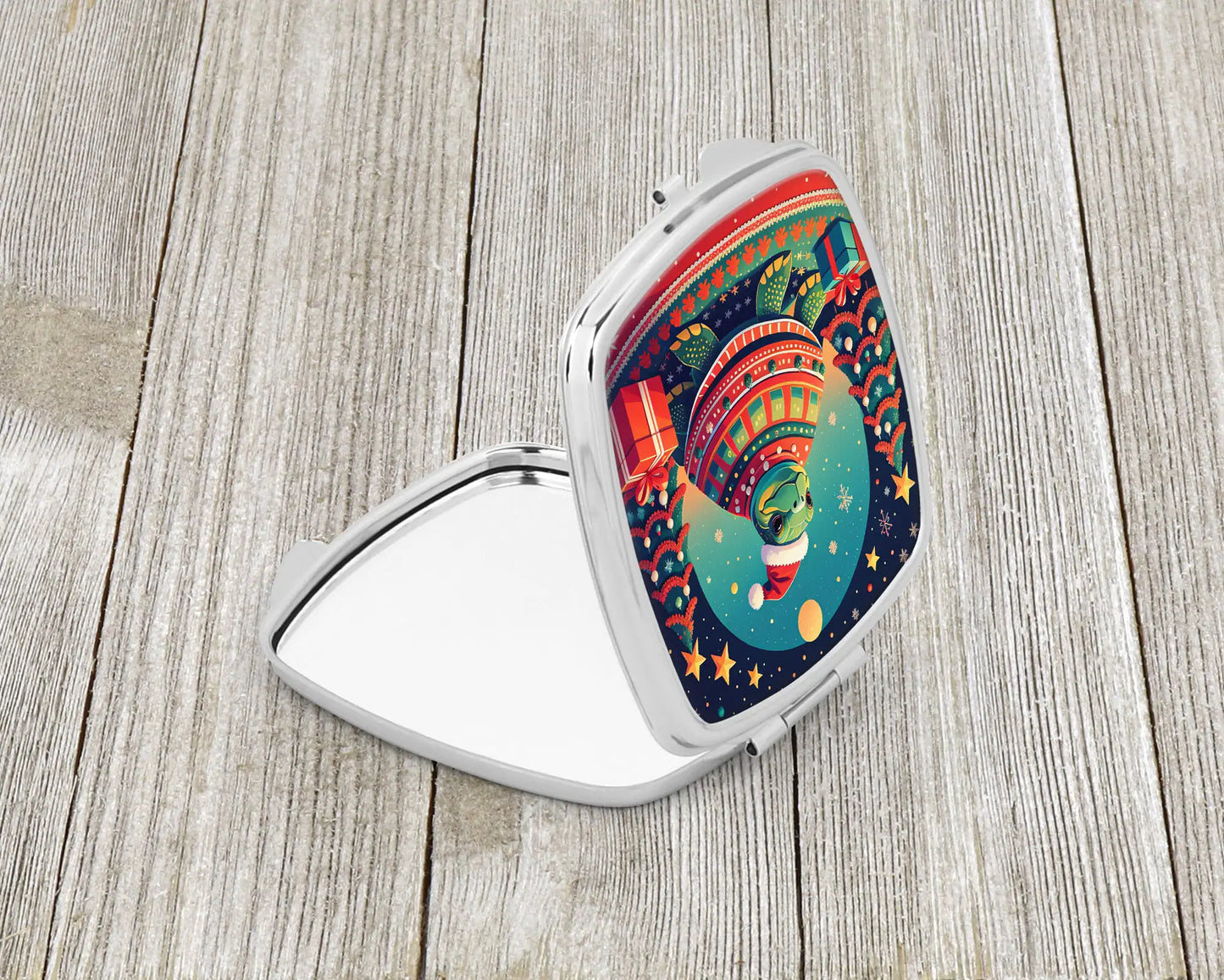 Turtle Christmas Compact Mirror