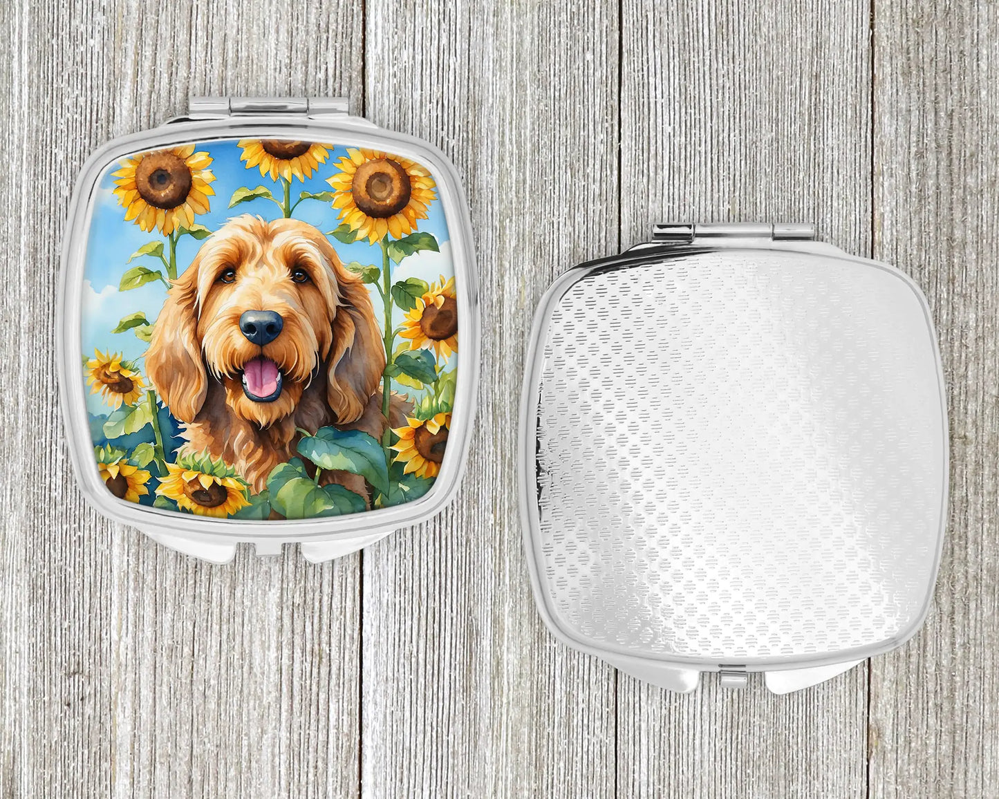 Otterhound in Sunflowers Compact Mirror