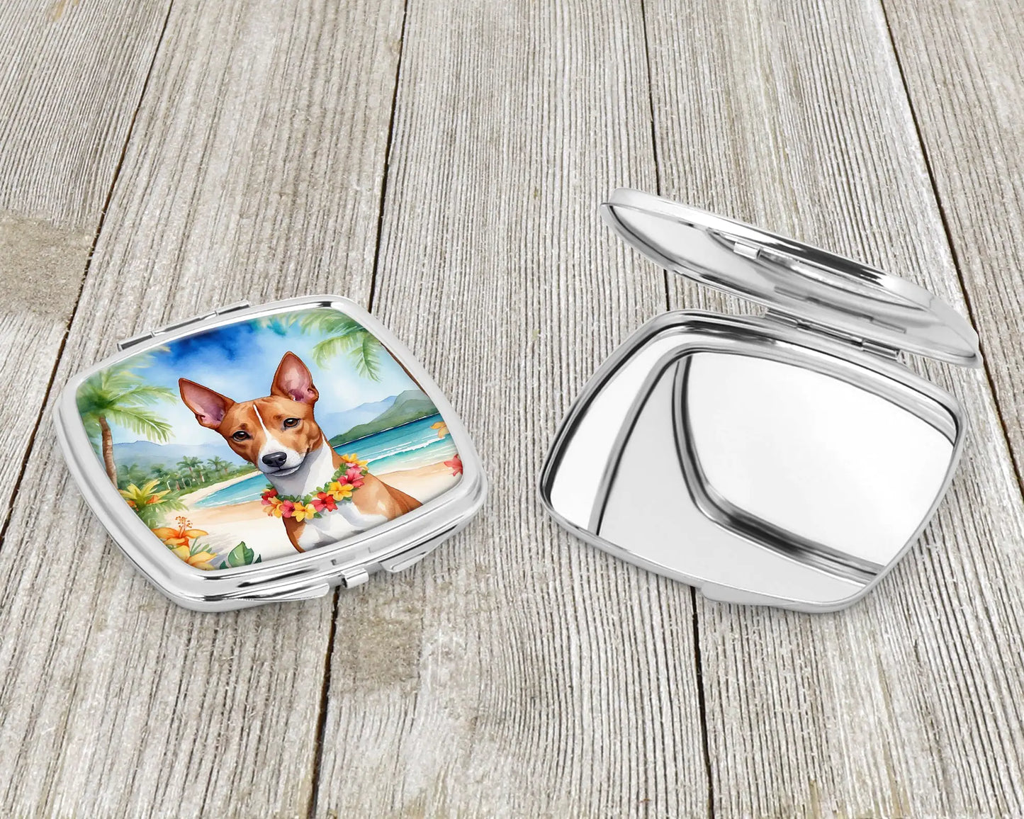 Basenji Luau Compact Mirror
