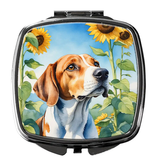 English Foxhound in Sunflowers Compact Mirror
