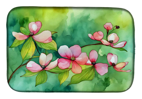 Virginia American Dogwood in Watercolor Dish Drying Mat