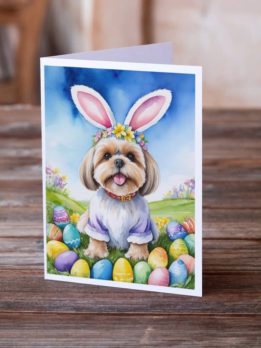 Lhasa Apso Easter Egg Hunt Greeting Cards Pack of 8