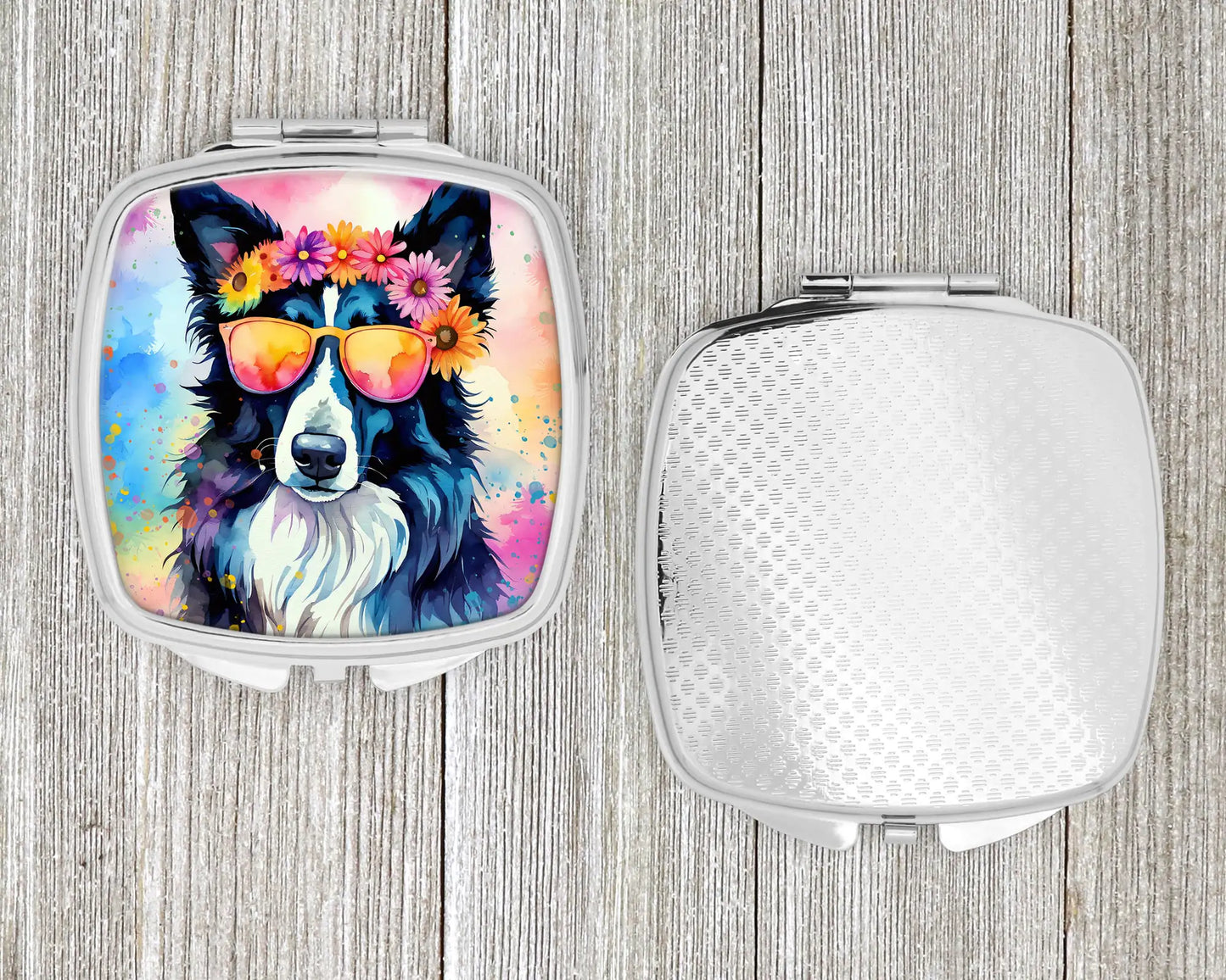 Border Collie Hippie Dawg Compact Mirror