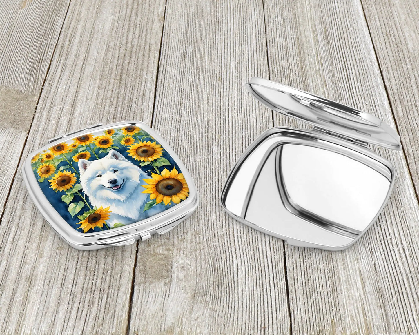 Samoyed in Sunflowers Compact Mirror