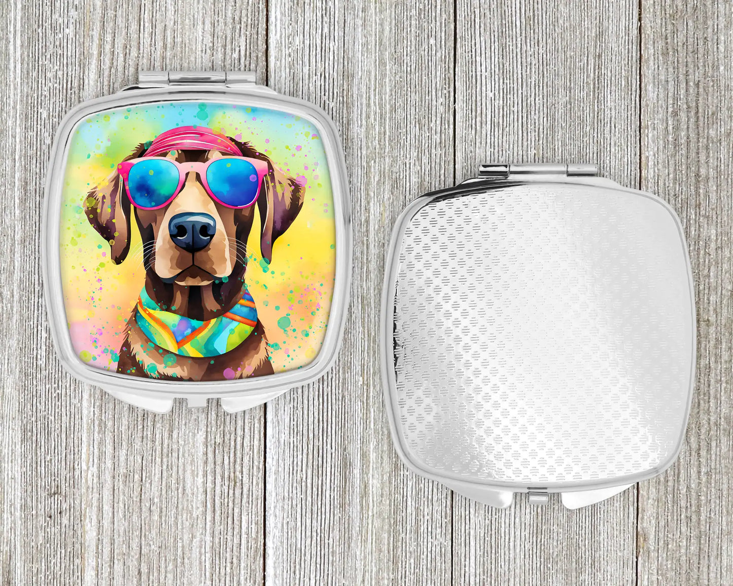 Chocolate Labrador Hippie Dawg Compact Mirror