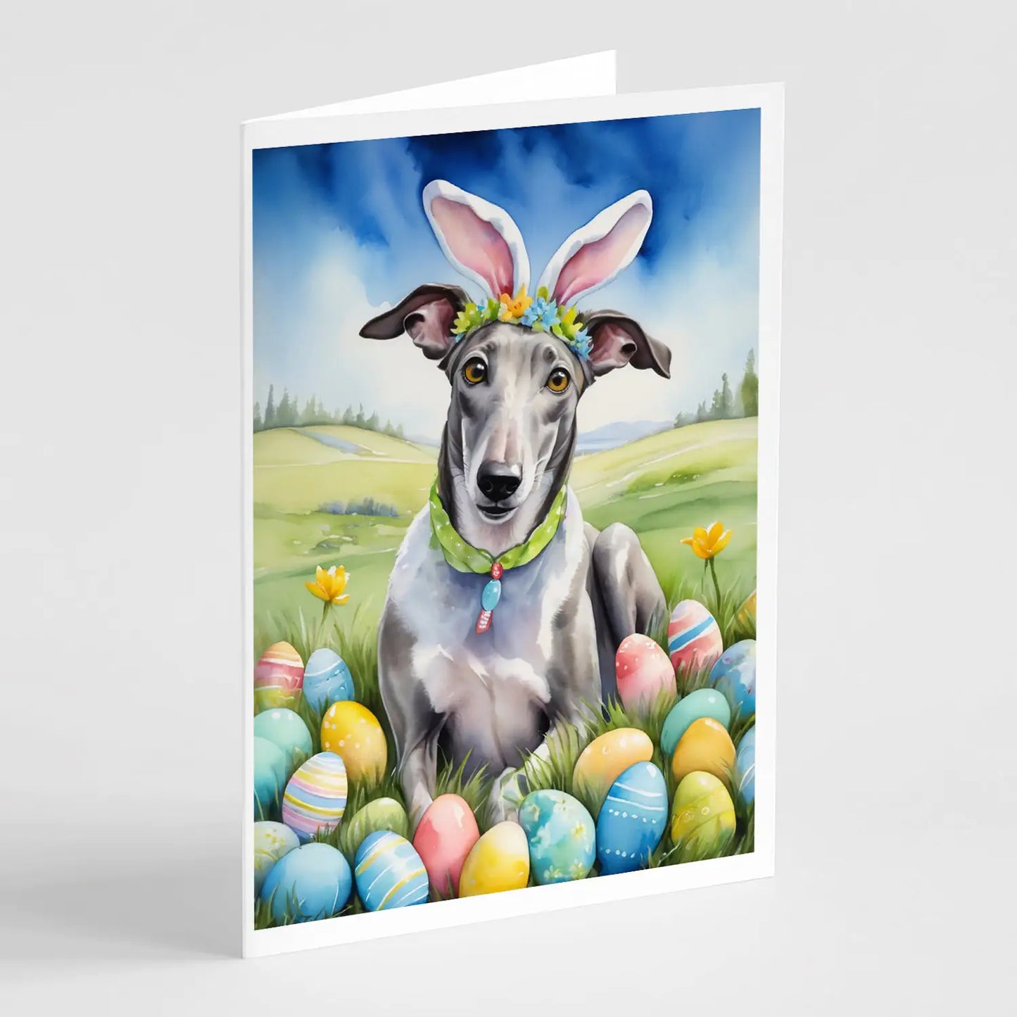 Greyhound Easter Egg Hunt Greeting Cards Pack of 8