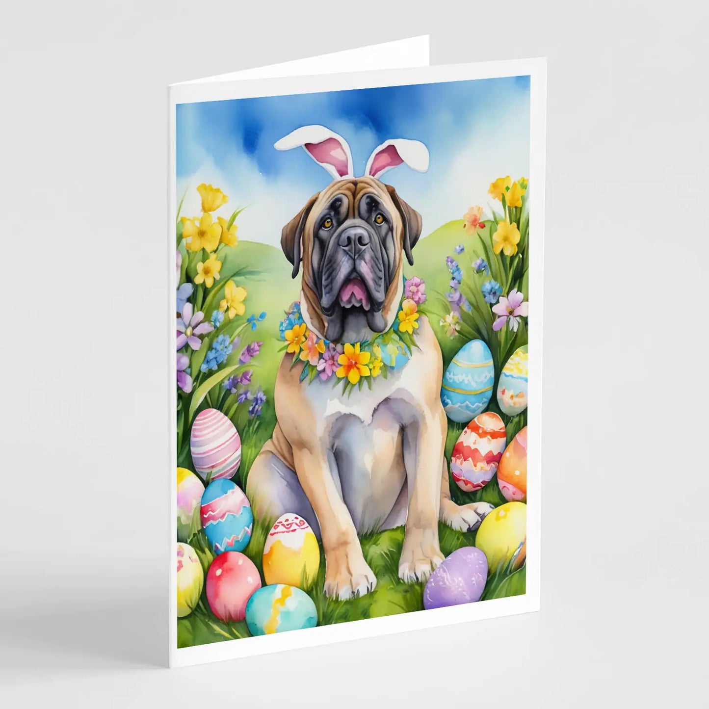 Mastiff Easter Egg Hunt Greeting Cards Pack of 8