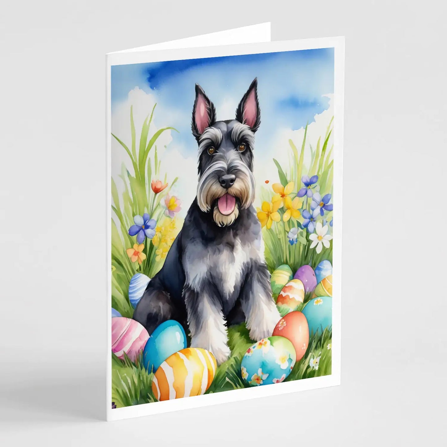 Schnauzer Easter Egg Hunt Greeting Cards Pack of 8