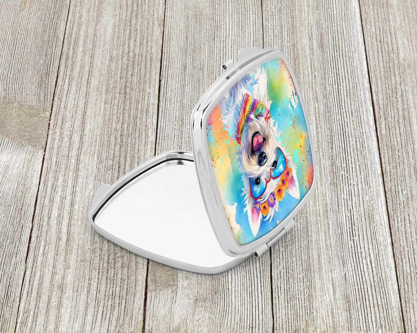 Westie Hippie Dawg Compact Mirror