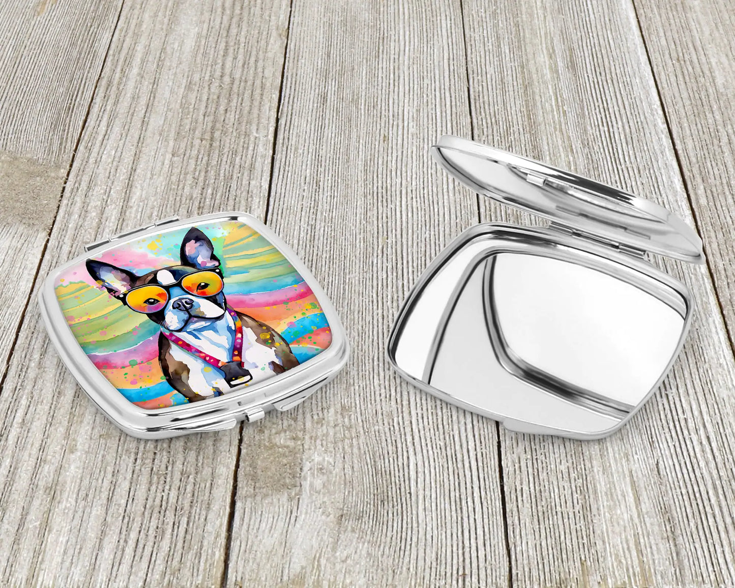 Boston Terrier Hippie Dawg Compact Mirror
