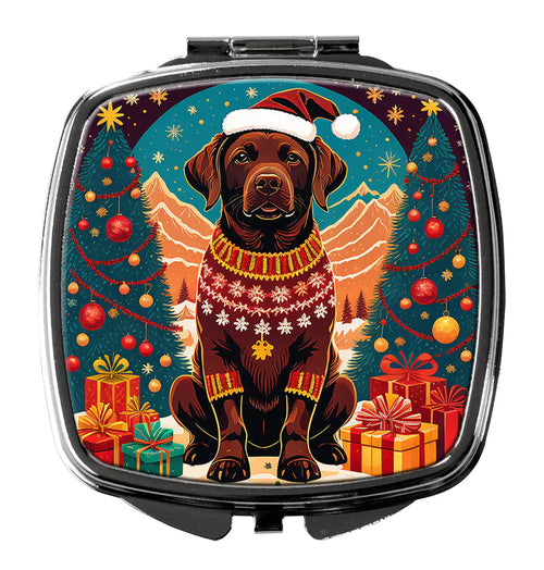 Chocolate Labrador Retriever Christmas Compact Mirror