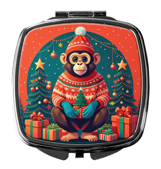 Monkey Christmas Compact Mirror