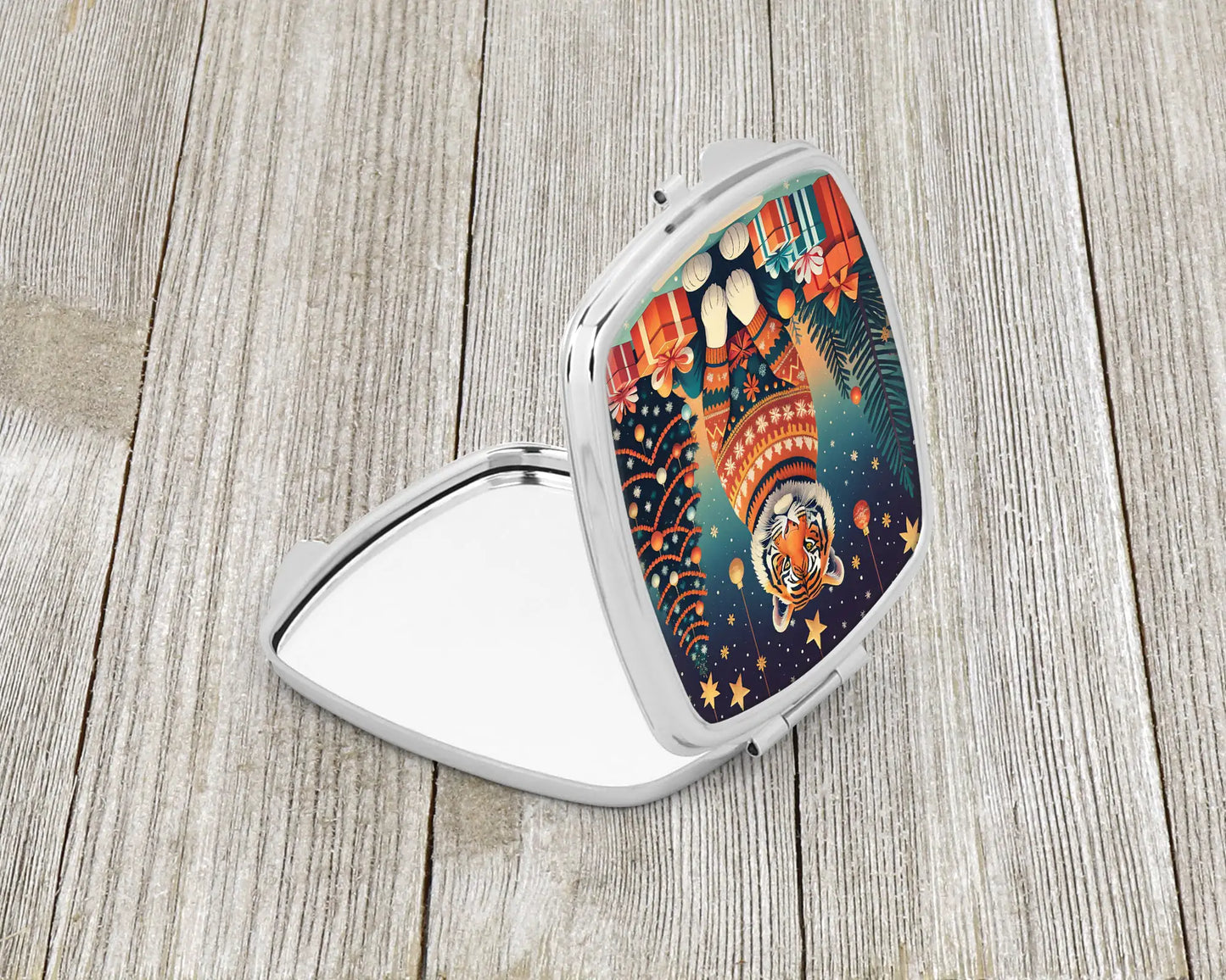 Tiger Christmas Compact Mirror