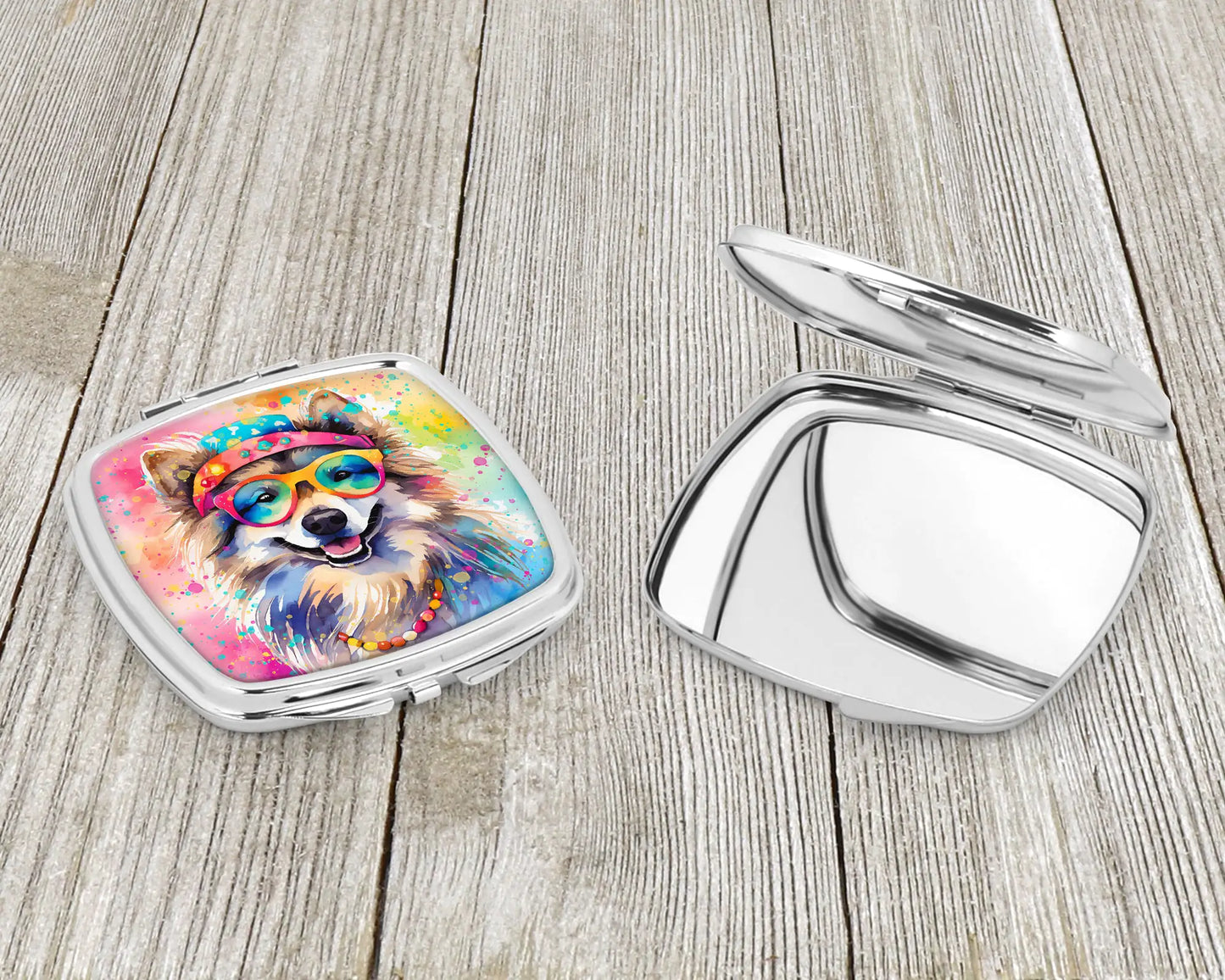 Keeshond Hippie Dawg Compact Mirror