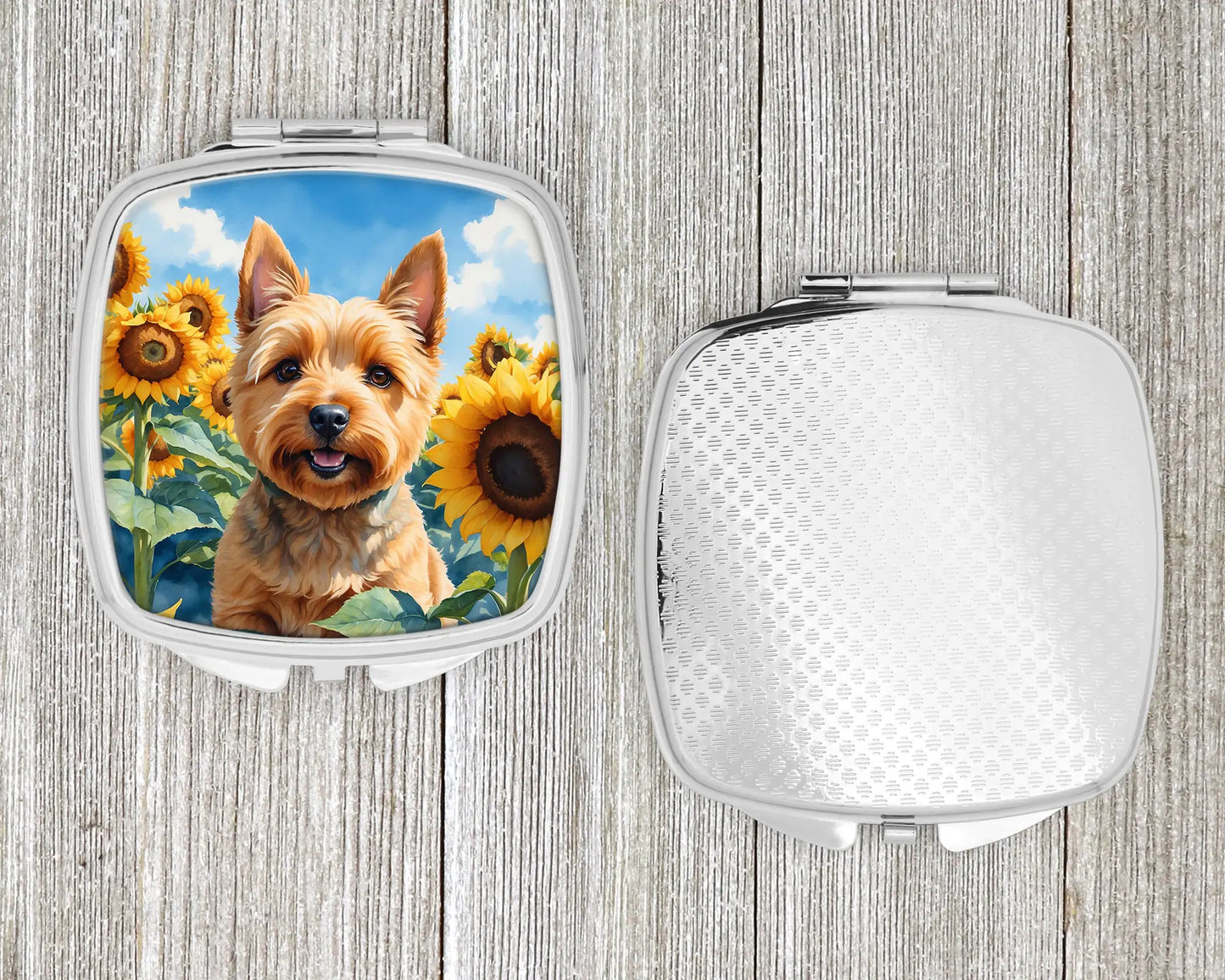 Norwich Terrier in Sunflowers Compact Mirror