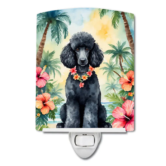 Black Poodle Luau Ceramic Night Light