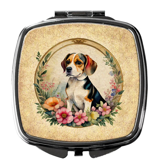 Beagle and Flowers Compact Mirror