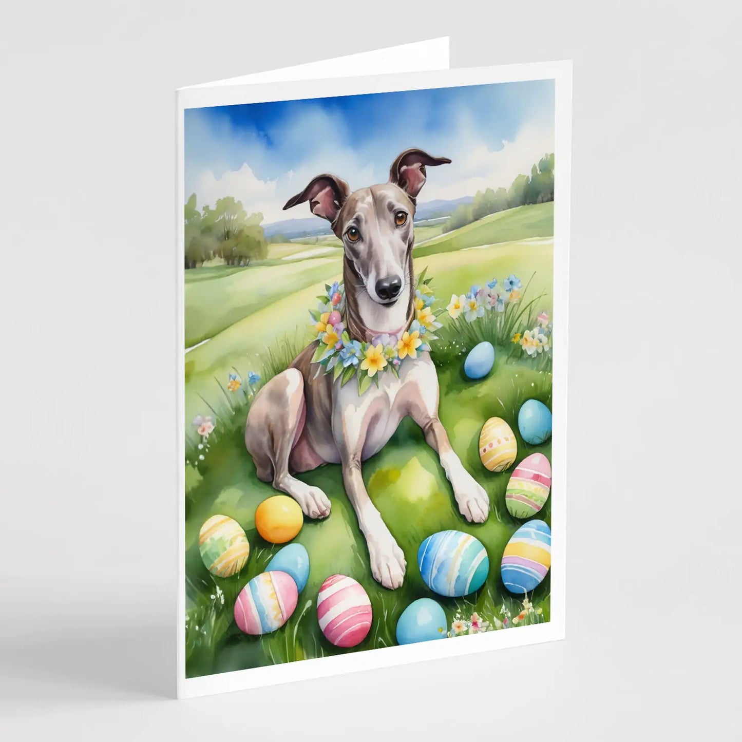 Greyhound Easter Egg Hunt Greeting Cards Pack of 8