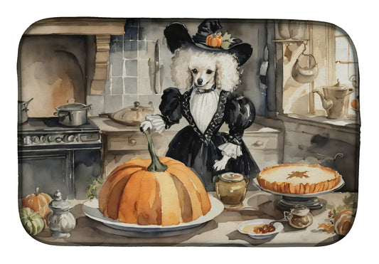 Poodle Fall Kitchen Pumpkins Dish Drying Mat