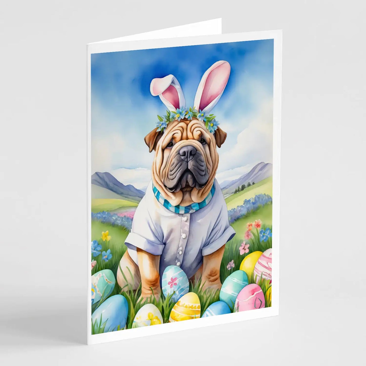Shar Pei Easter Egg Hunt Greeting Cards Pack of 8