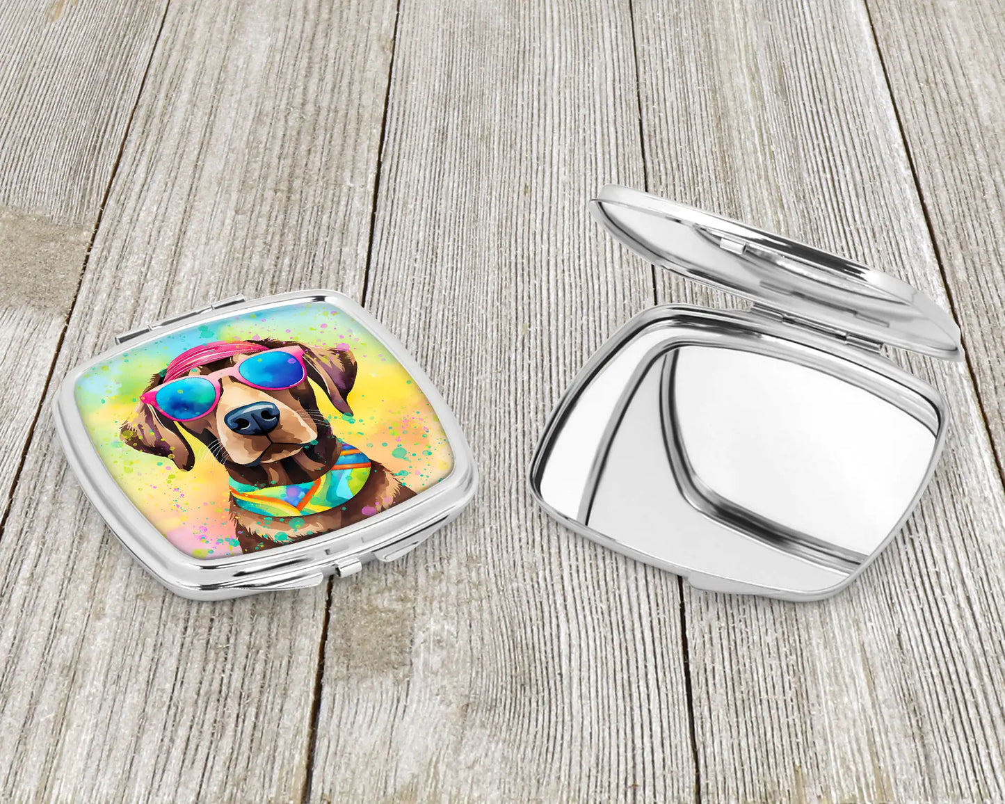 Chocolate Labrador Hippie Dawg Compact Mirror