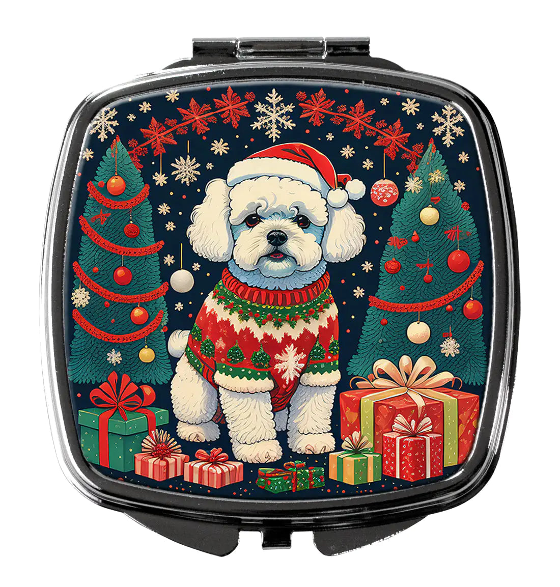 Bichon Frise Christmas Compact Mirror