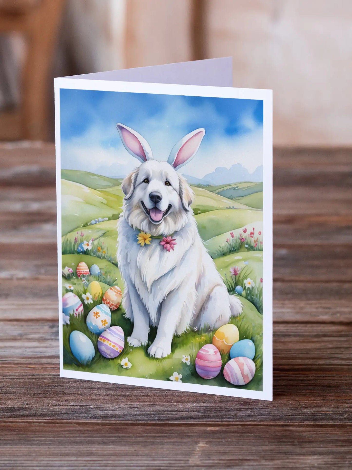 Great Pyrenees Easter Egg Hunt Greeting Cards Pack of 8