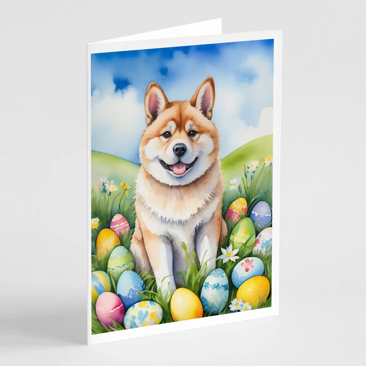 Akita Easter Egg Hunt Greeting Cards Pack of 8
