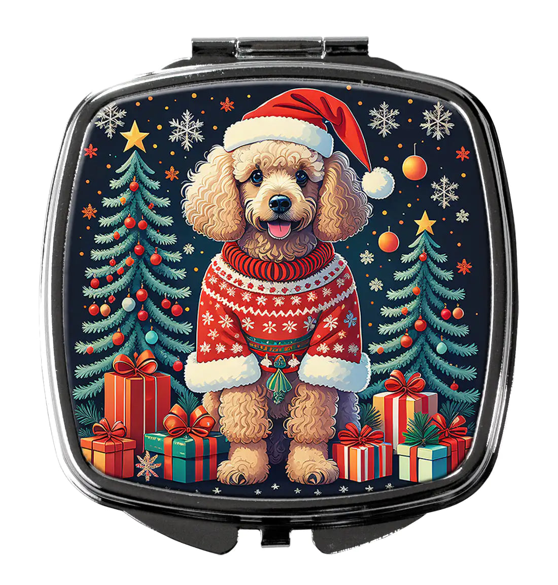 Apricot Toy Poodle Christmas Compact Mirror