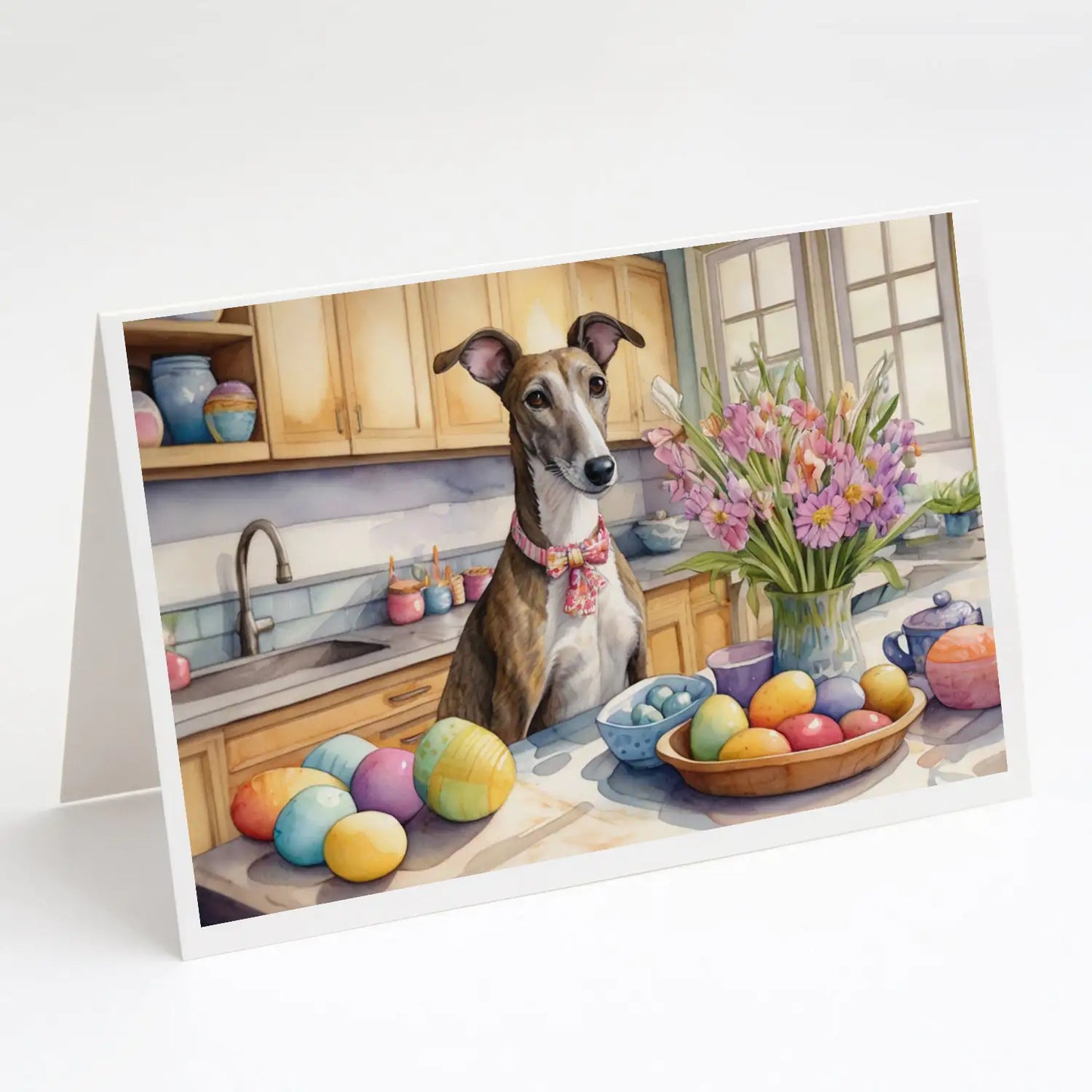 Decorating Easter Greyhound Greeting Cards Pack of 8