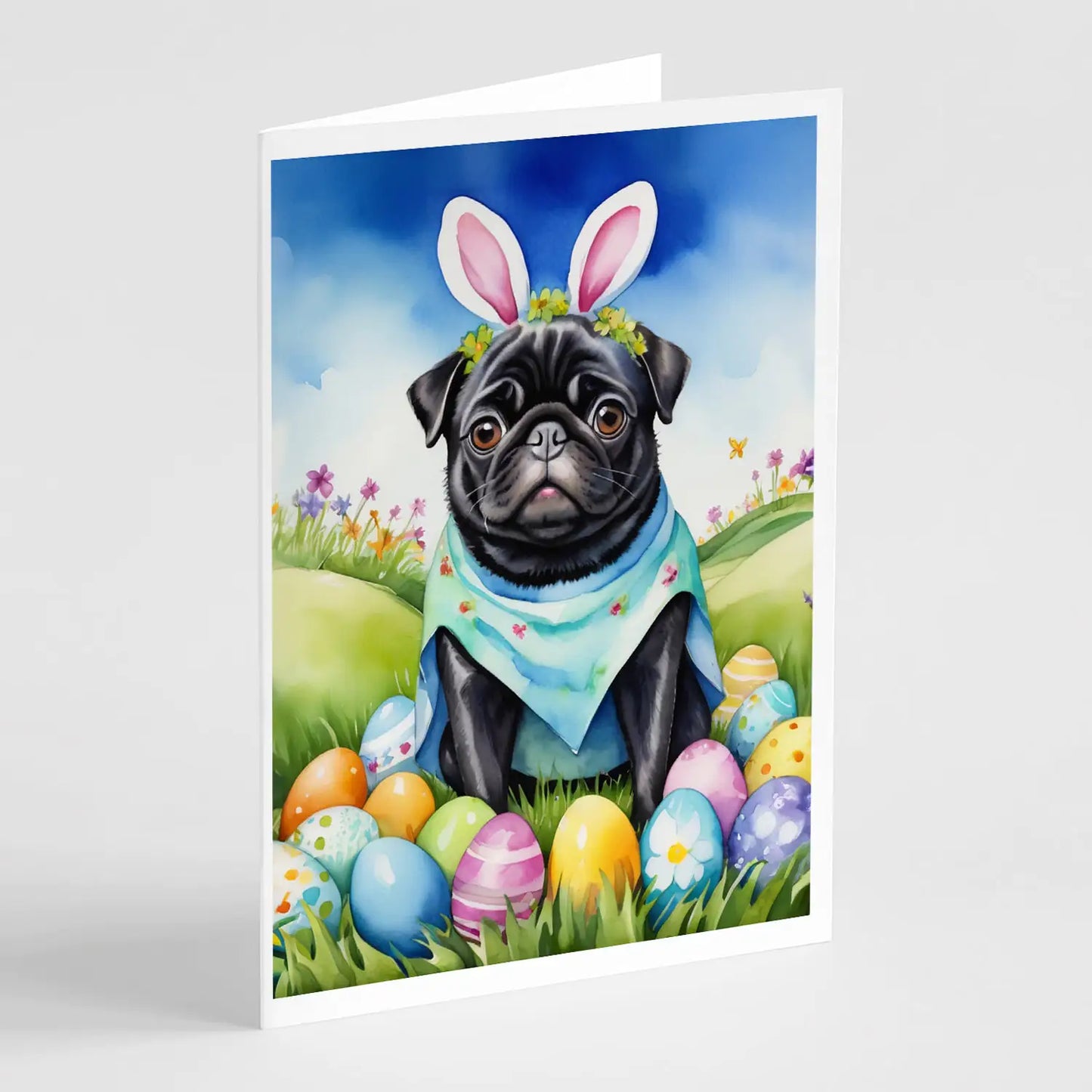 Pug Easter Egg Hunt Greeting Cards Pack of 8