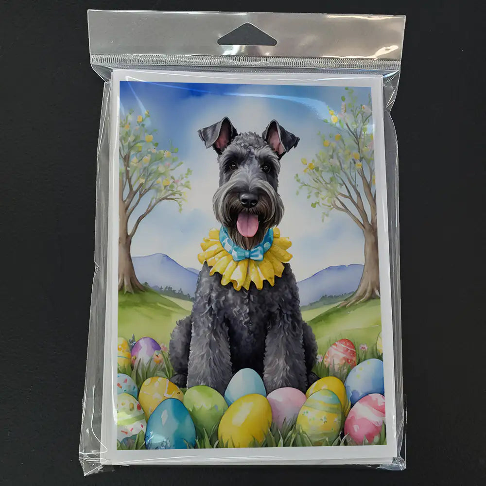 Kerry Blue Terrier Easter Egg Hunt Greeting Cards Pack of 8