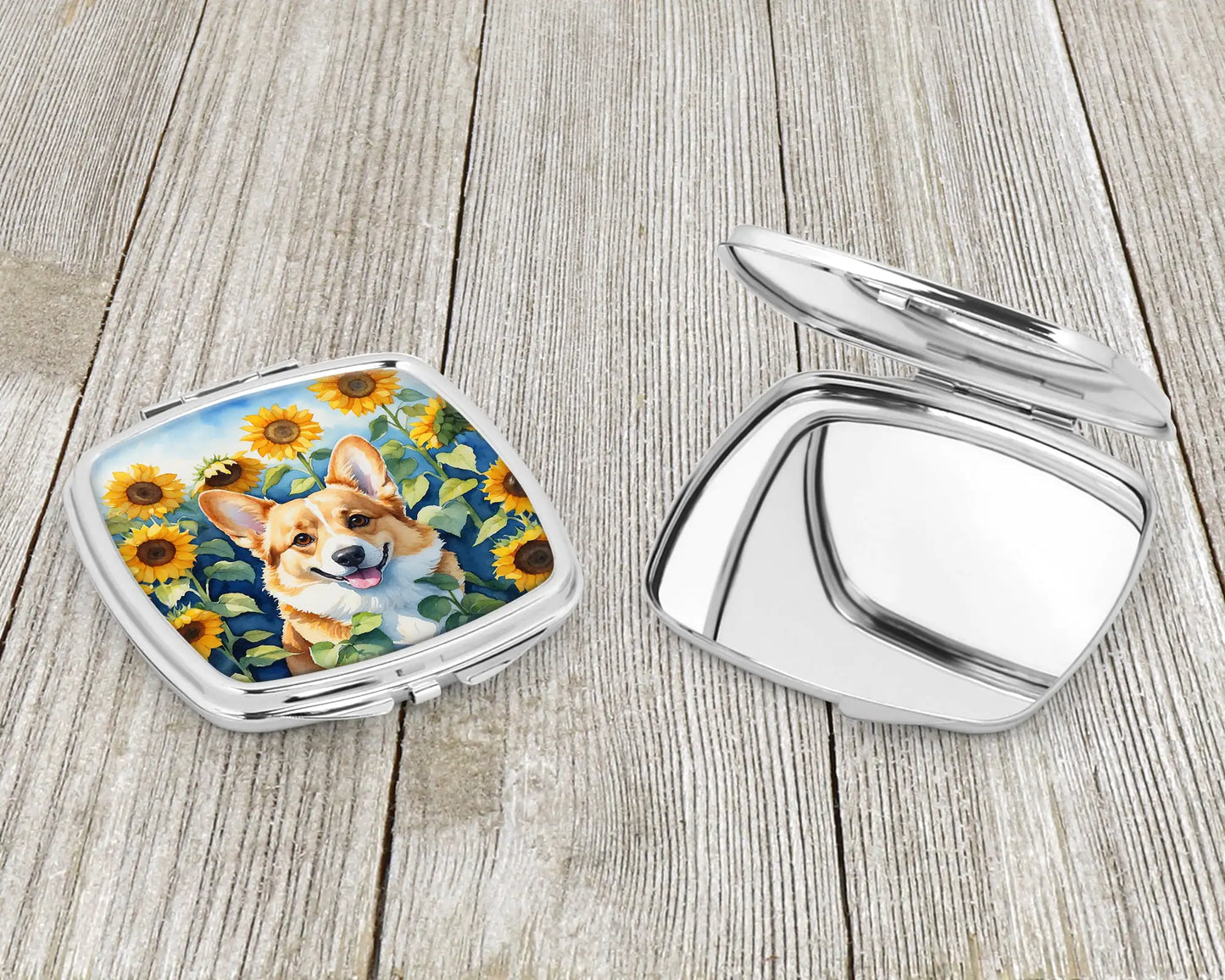 Corgi in Sunflowers Compact Mirror