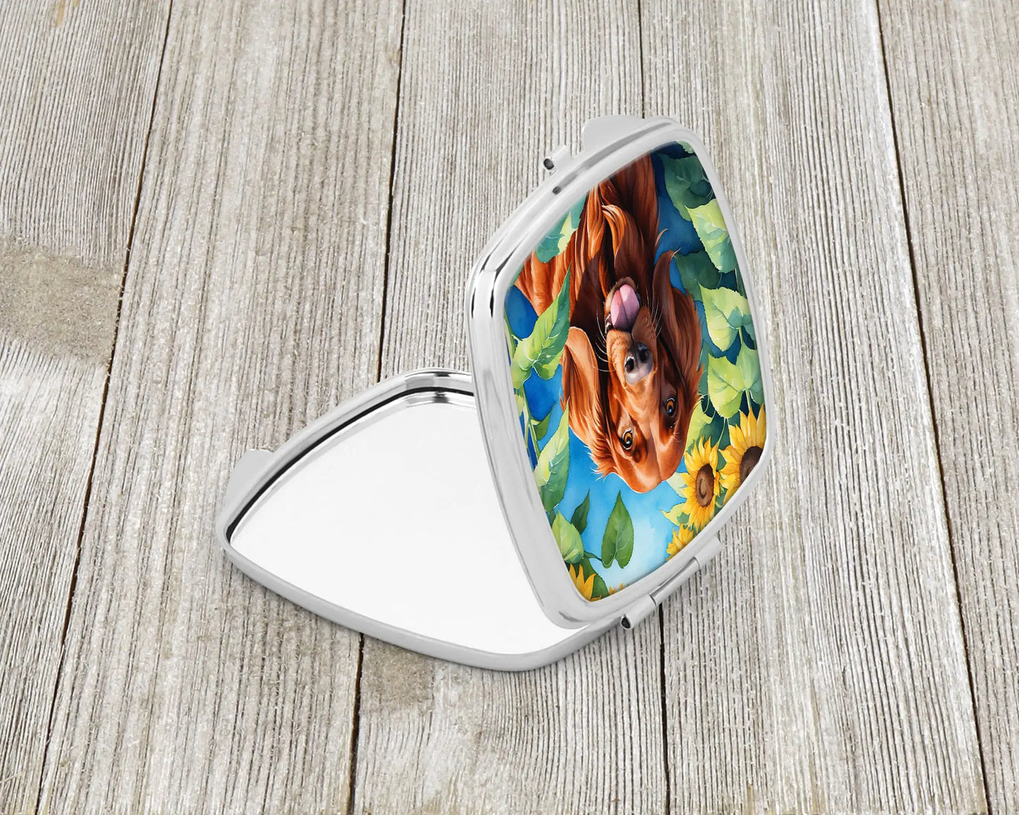 Irish Setter in Sunflowers Compact Mirror