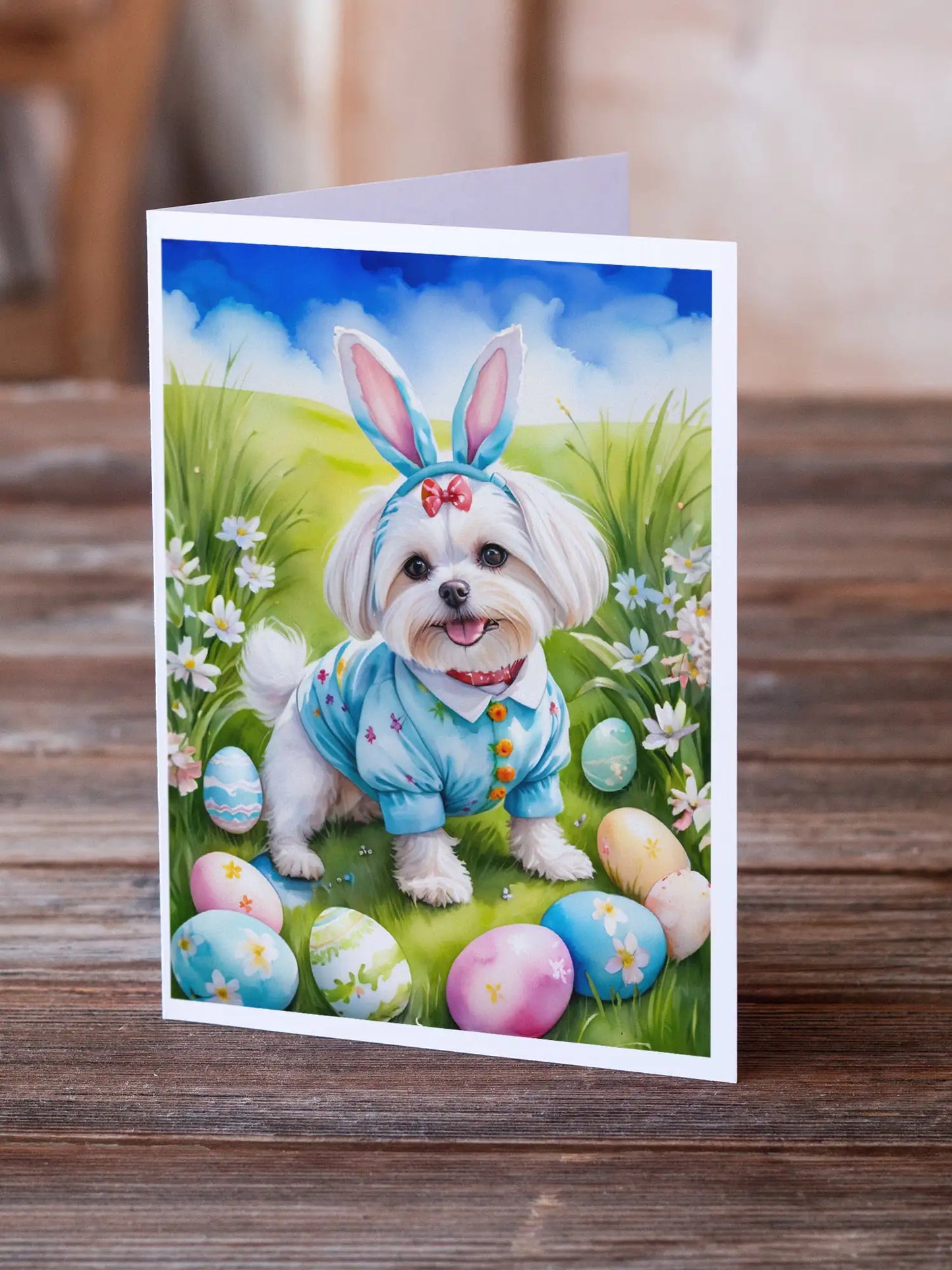 Maltese Easter Egg Hunt Greeting Cards Pack of 8