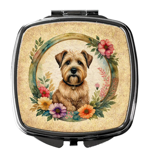 Wheaten Terrier and Flowers Compact Mirror