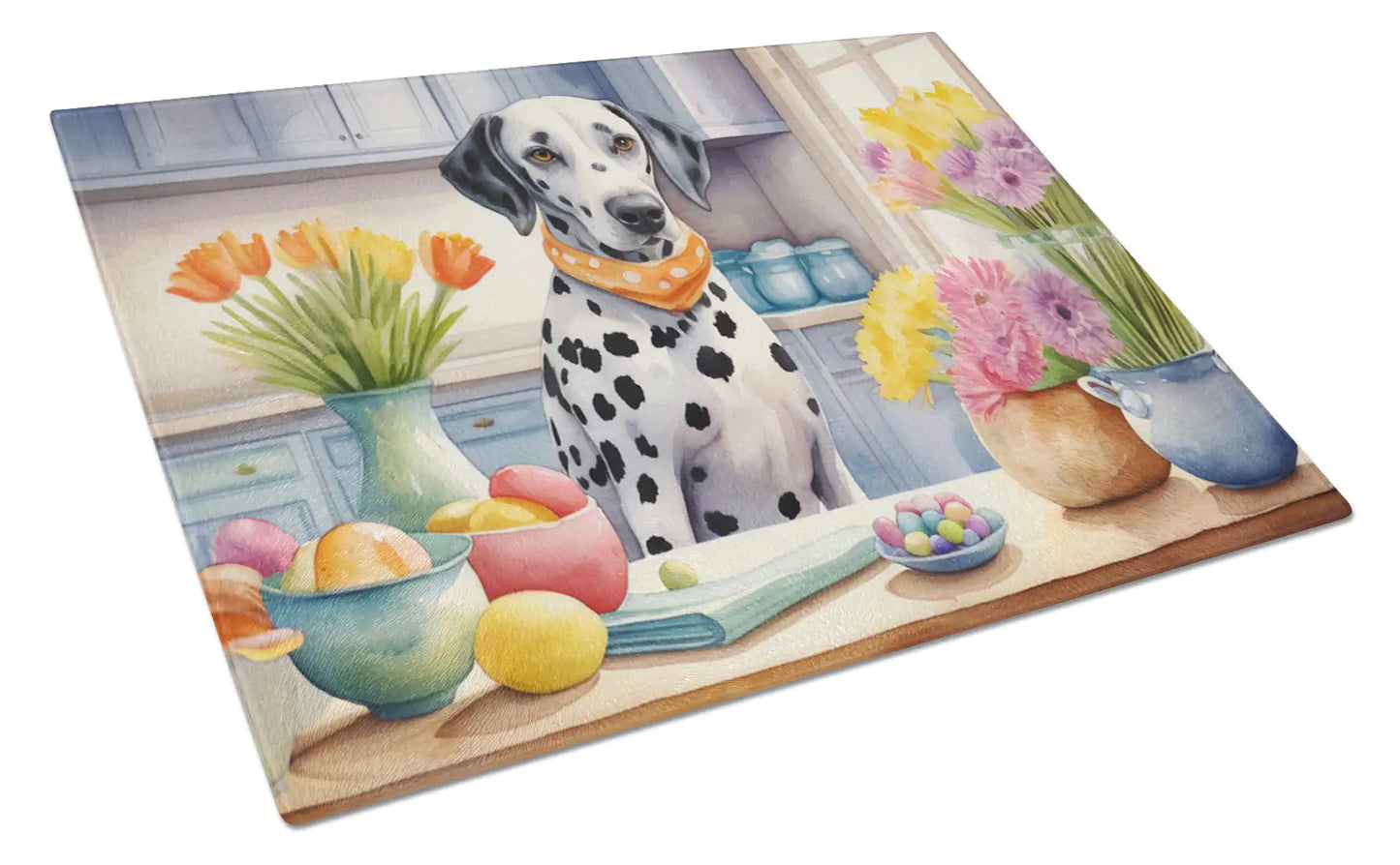 Decorating Easter Dalmatian Glass Cutting Board