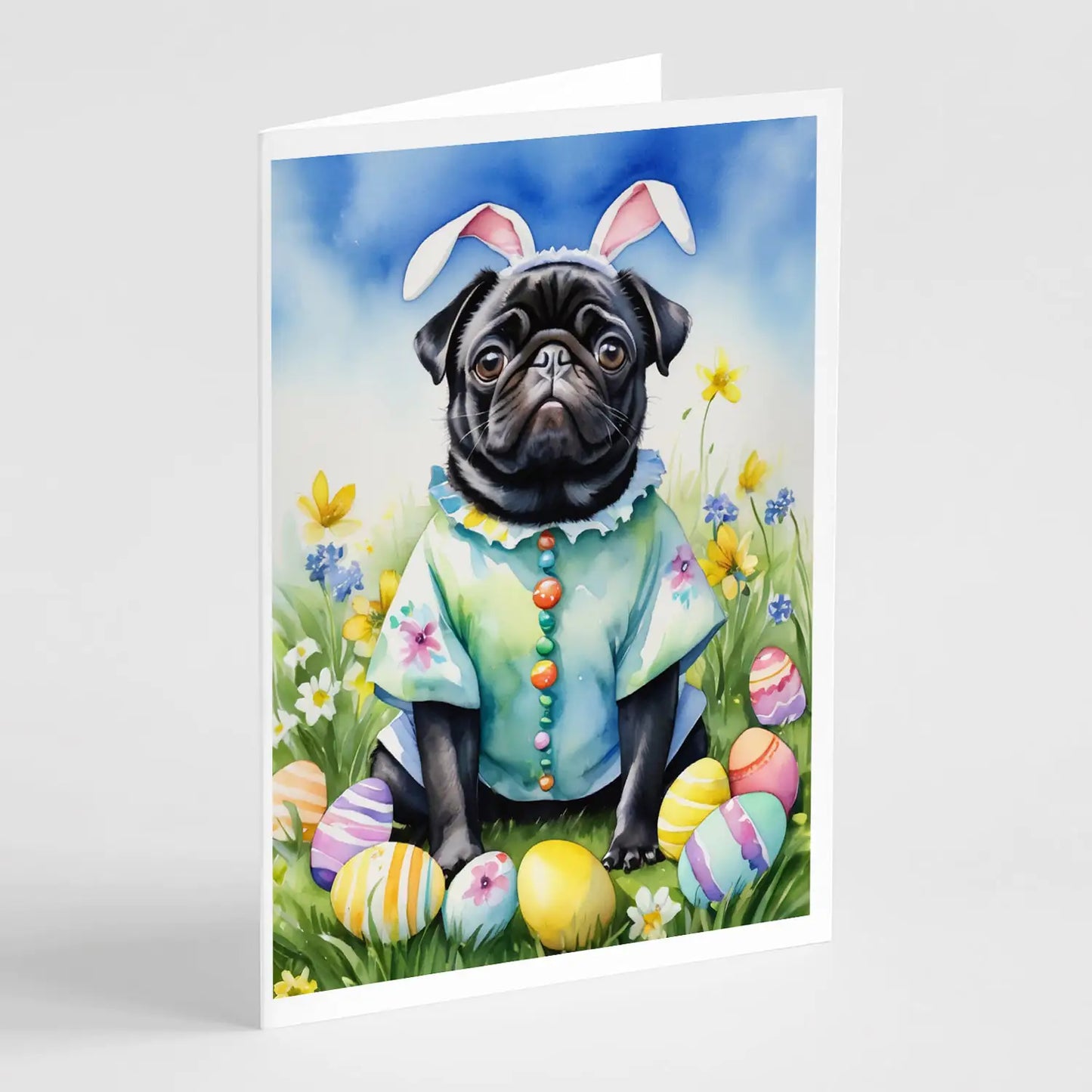 Pug Easter Egg Hunt Greeting Cards Pack of 8