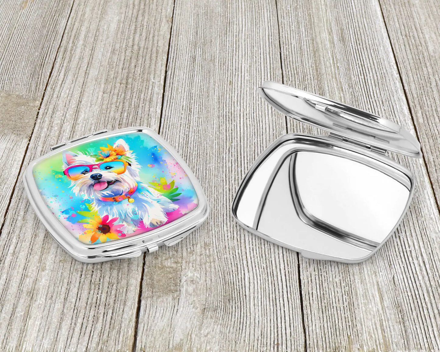 Westie Hippie Dawg Compact Mirror